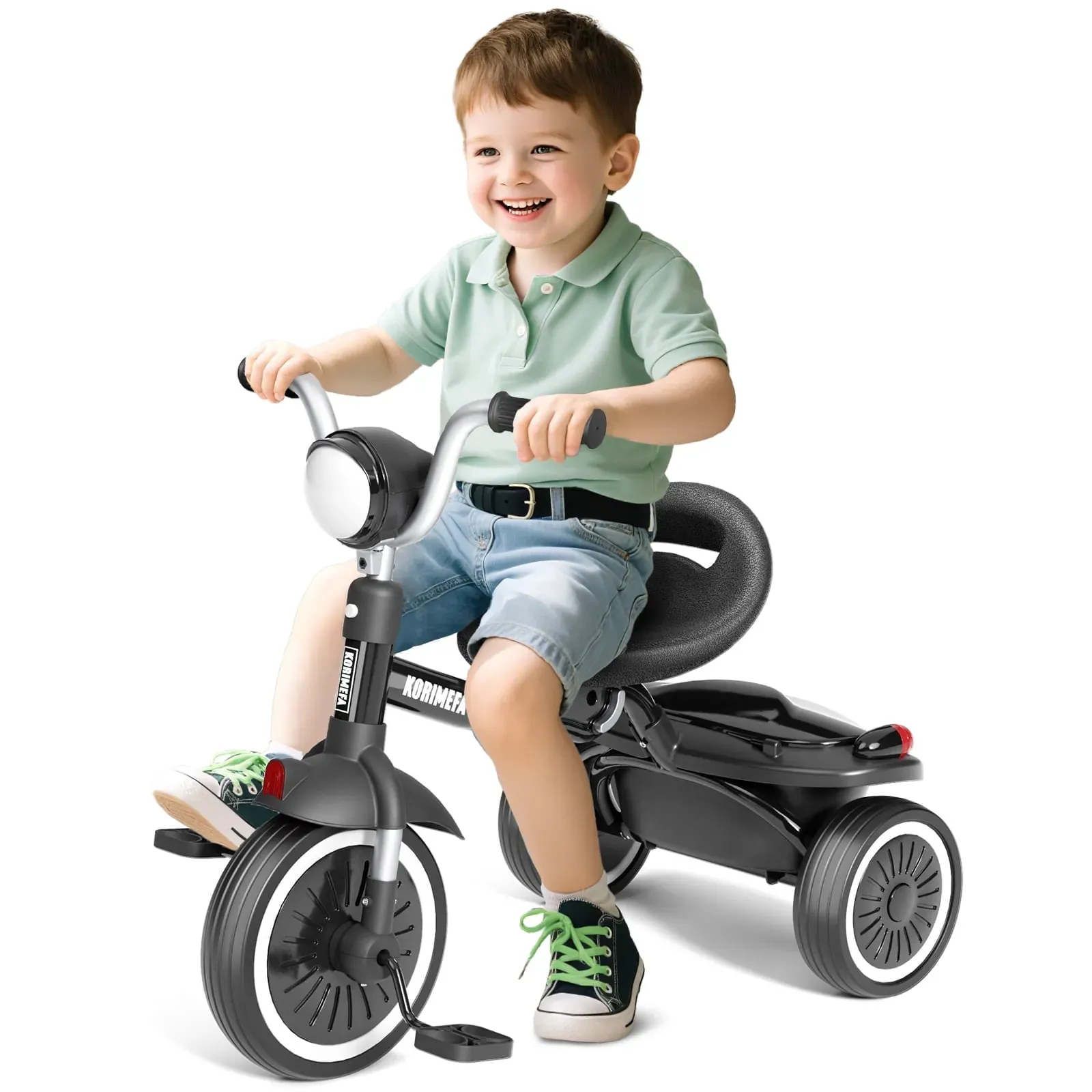 Toddler Tricycle Age 2 3 4 Years Old, Kids Trike with Back Basket and Removable Pedal 3 Wheel Bike Riding